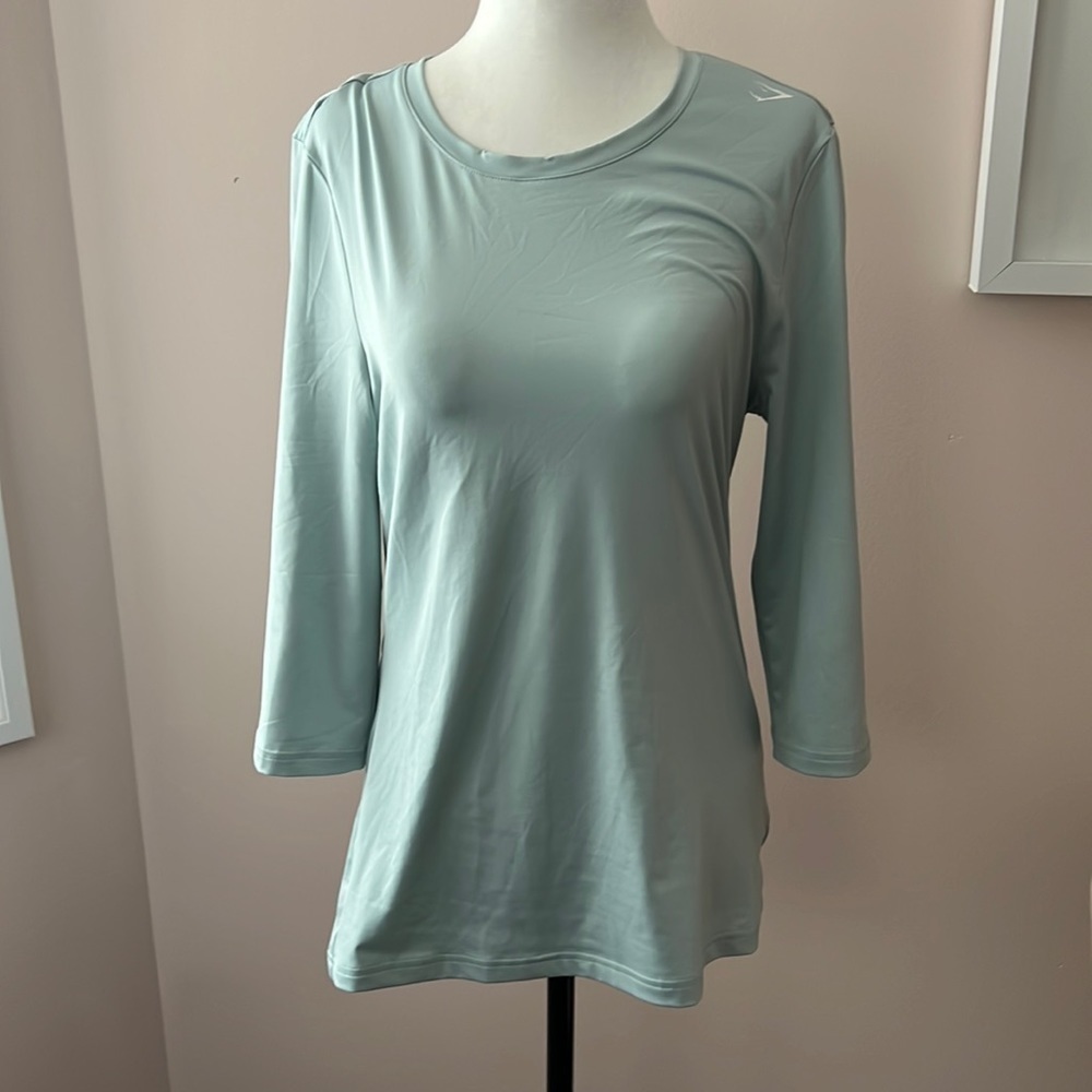 Gymshark l Light Teal 3/4 Sleeve Workout Top